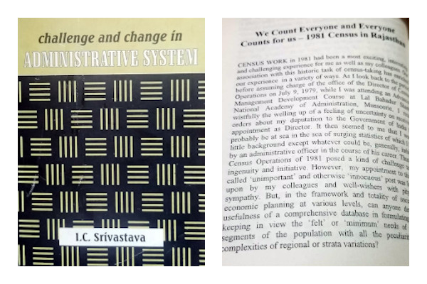 The chapter on the census department in the book Challenge and Change in Administrative System.