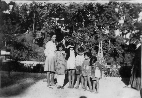 The children in the garden at Fern Lodge.