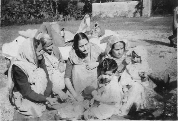 The family sunning themselves in the garden at Fern Lodge.