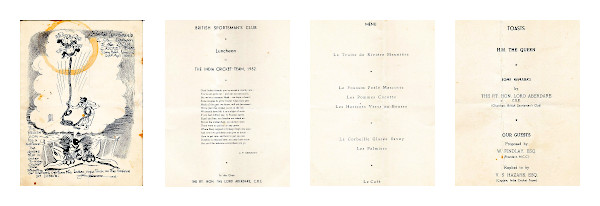 The luncheon invitation letter extended by the British Sportsman Club to the Indian cricket team led by V. S. Hazare in England in 1952.