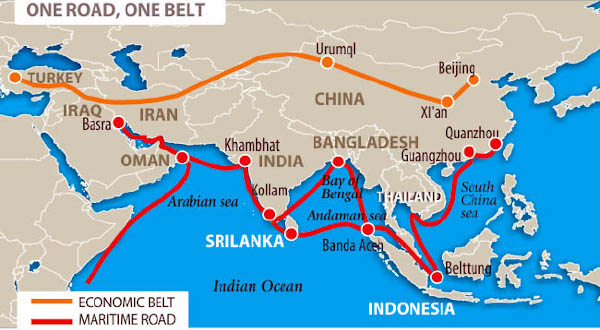 Map showing the One Belt One Road project.