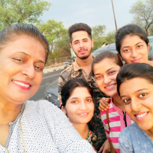 Students on a road show with teacher Piyali Kanabar.