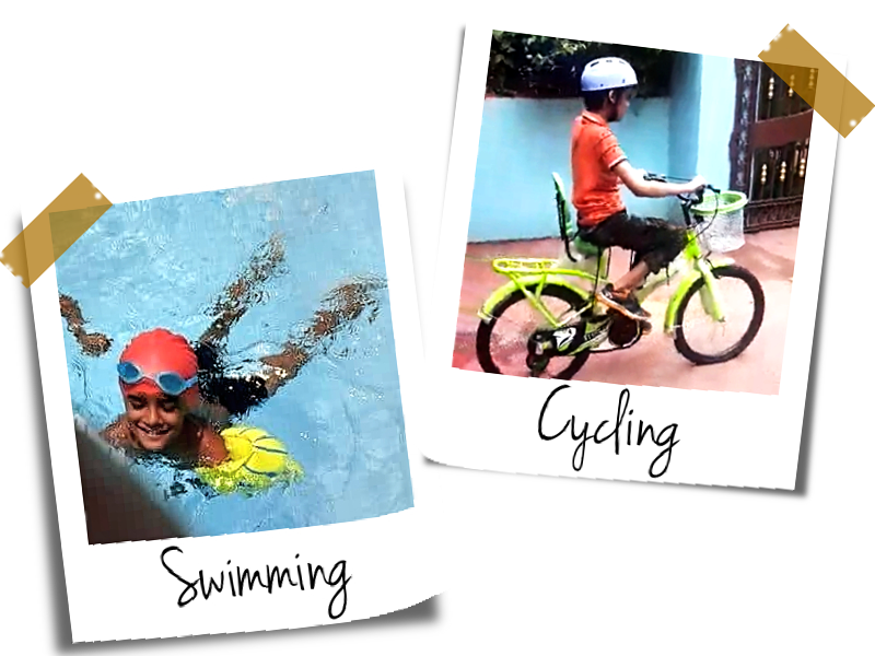 Raj swimming and cycling
