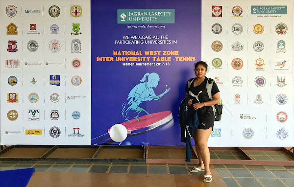 At the National West Zone Inter-University Table-Tennis Women Tournament 2017-18.