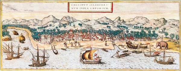 A 16th century painting of Calicut port.
