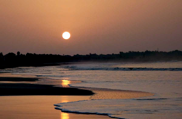 The beach at Diu at sunset.