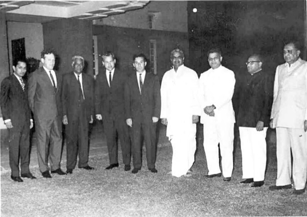 Khemchand ji (3rd from left) with Sukhadia Sahib (4th from right).