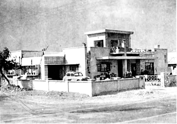 Ram Kutir at Jaipur, with the family car, a Hillman, parked in front.