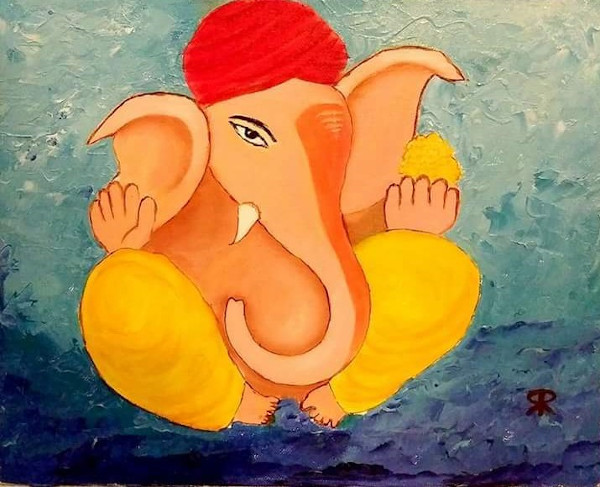 Ganesh ji (Painted on the occasion of Ganesh Chaturthi, 2016 by Yadav Ram.)